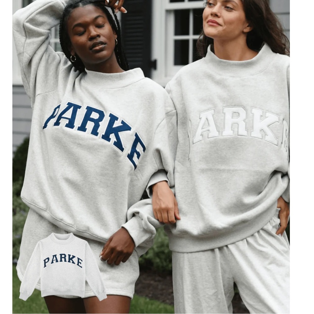 Parke Fleece Varsity Mockneck Sweatshirt Classic Grey + Navy Size XXL NWOT - Picture 13 of 13